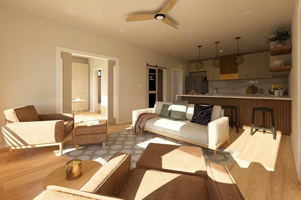 Plan 67852MG: Two-Bedroom Modern Farmhouse Plan with Office or Guest Space - Image #12 - Barndominium, Contemporary, Modern Farmhouse