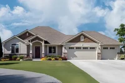Craftsman Ranch House Plan with 3-Car Garage and 2 or 3 Bedrooms
