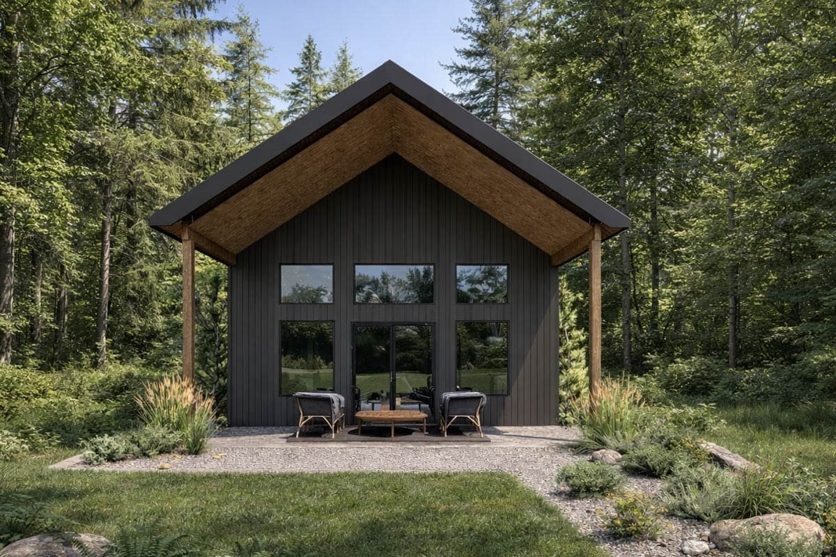 Plan 400029FTY: Barndominium Cabin House Plan with Loft and Vaulted Great Room - Image #3 - Barndominium, Cabin