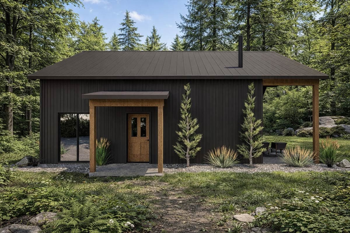 Plan 400029FTY: Barndominium Cabin House Plan with Loft and Vaulted Great Room - Image #8 - Barndominium, Cabin