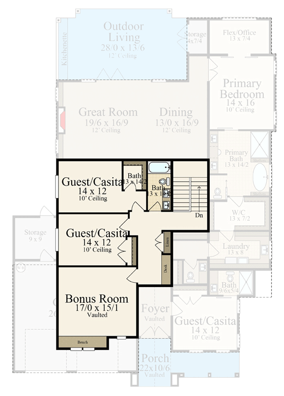 Plan 85483MS: Craftsman House Plan with 4 Bedrooms, Home Office, and Outdoor Kitchen - Floor Plan - Image #4 - Craftsman