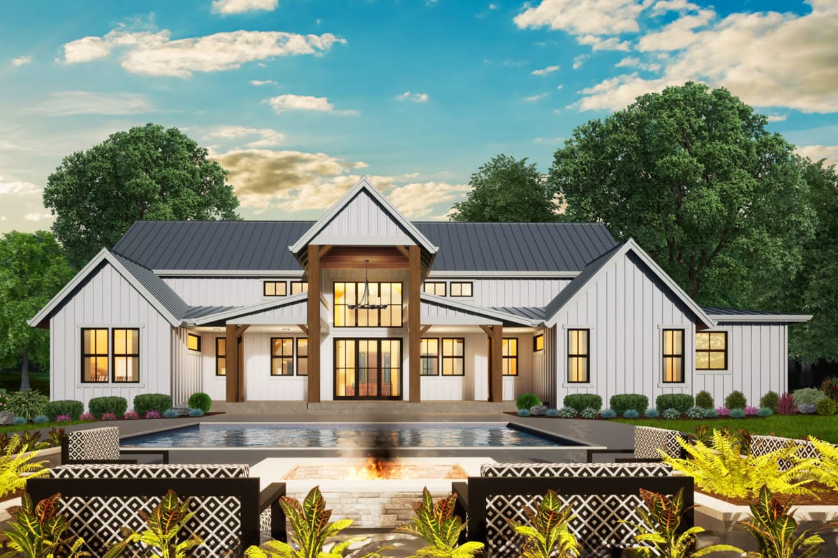 Plan 85489MS: Contemporary Barndominium House Plan with 4-5 Bedrooms, Bonus, and Workshop - Image #4 - Barndominium, Contemporary, Modern Farmhouse, Rustic