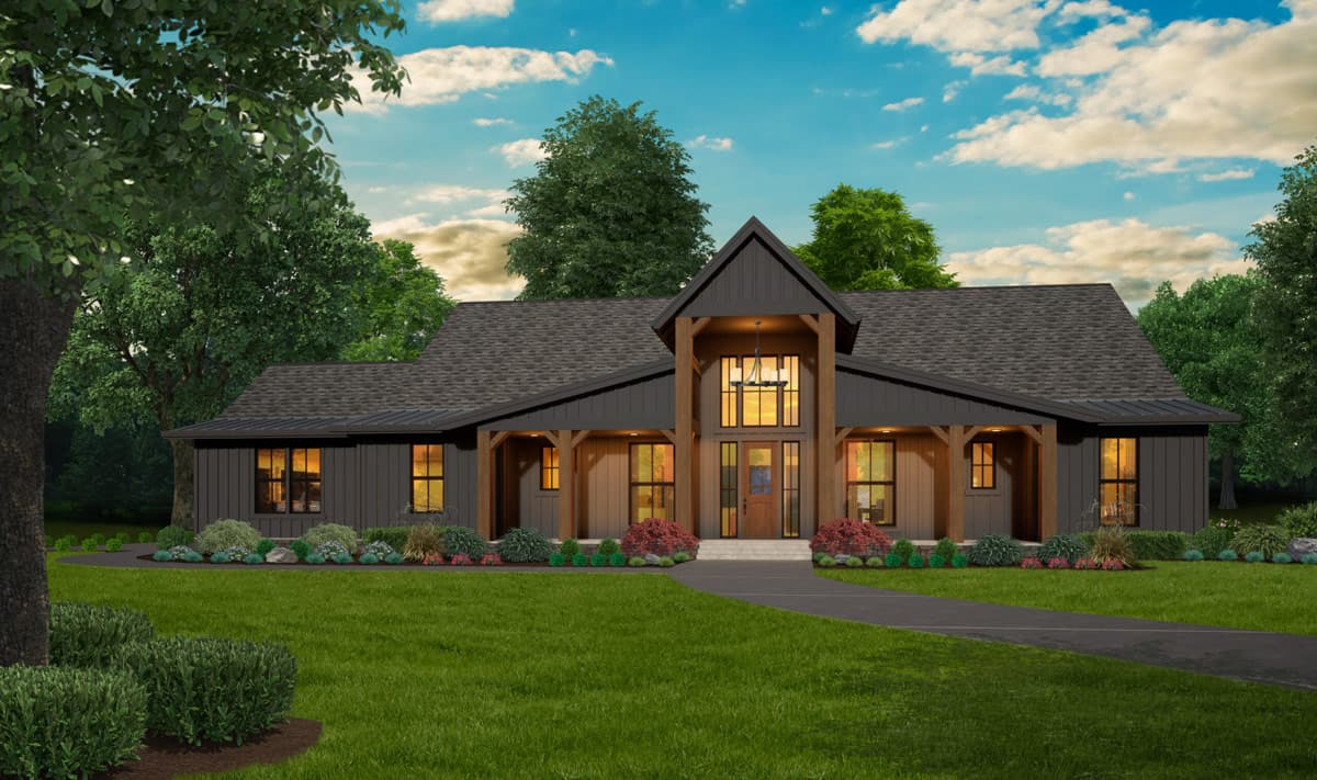 Plan 85489MS: Contemporary Barndominium House Plan with 4-5 Bedrooms, Bonus, and Workshop - Image #3 - Barndominium, Contemporary, Modern Farmhouse, Rustic