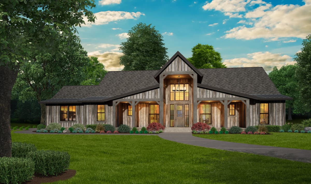 Plan image - 85489MS:Contemporary Barndominium House Plan with 4-5 Bedrooms, Bonus, and Workshop