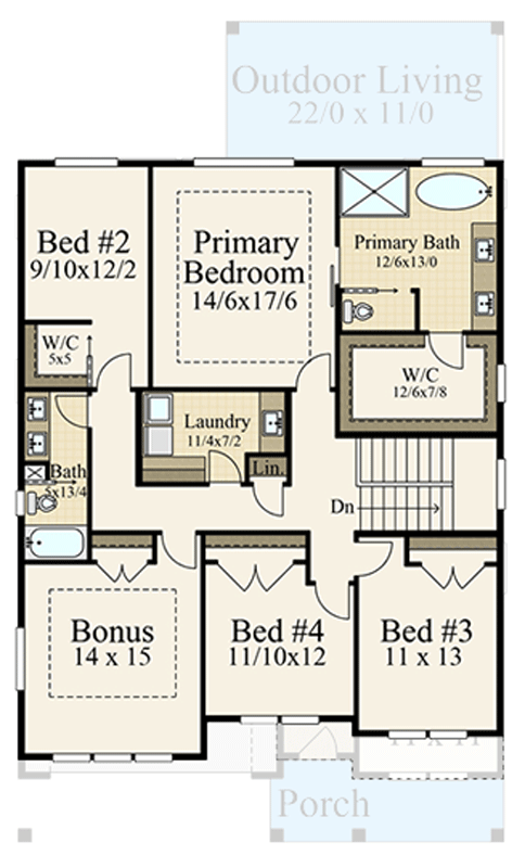 Plan 85490MS: Modern Farmhouse Plan 5 Beds, 3 Baths, 3,074 Sq Ft with Inviting Outdoor Living - Floor Plan - Image #28 - Farmhouse, Modern Farmhouse, Traditional