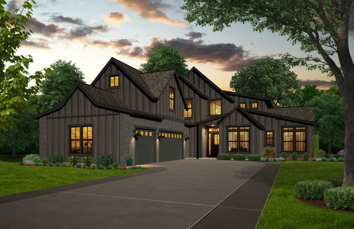 Plan 85491MS:  Modern Farmhouse House Plan with 4 Beds and 3-Car Garage - Image #2 - Modern Farmhouse, New American