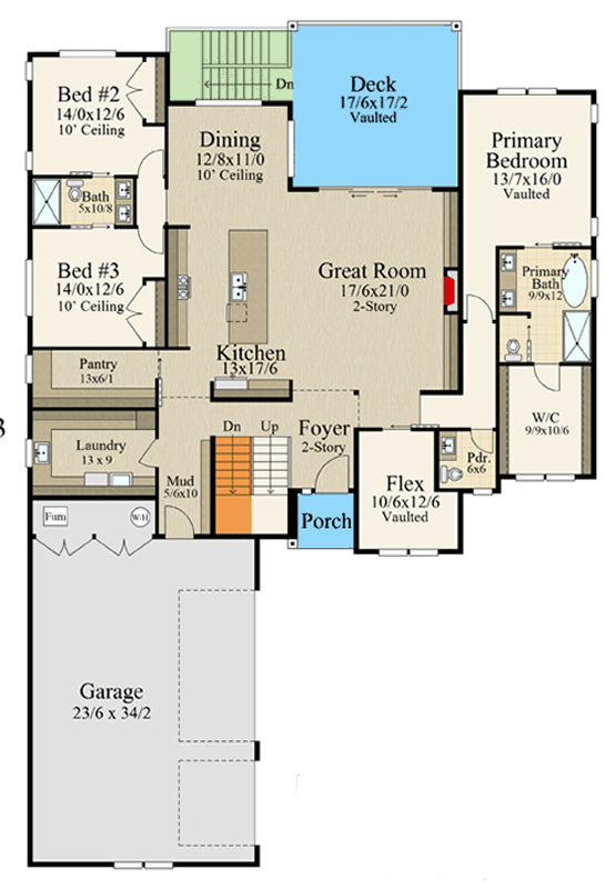 Plan 85491MS:  Modern Farmhouse House Plan with 4 Beds and 3-Car Garage - Floor Plan - Main Level - Modern Farmhouse, New American