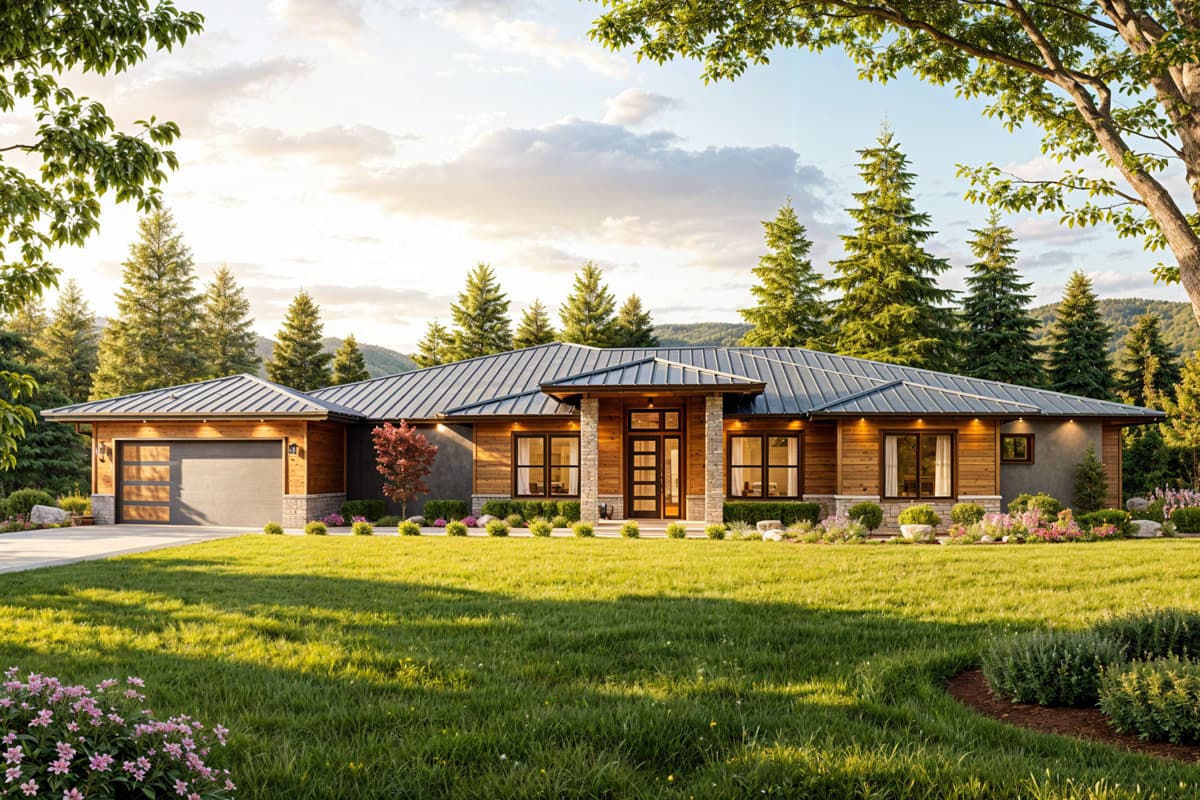 Plan image - 85495MS:Modern Mountain Ranch House Plan with 4 Bedrooms and Versatile Flex Spaces