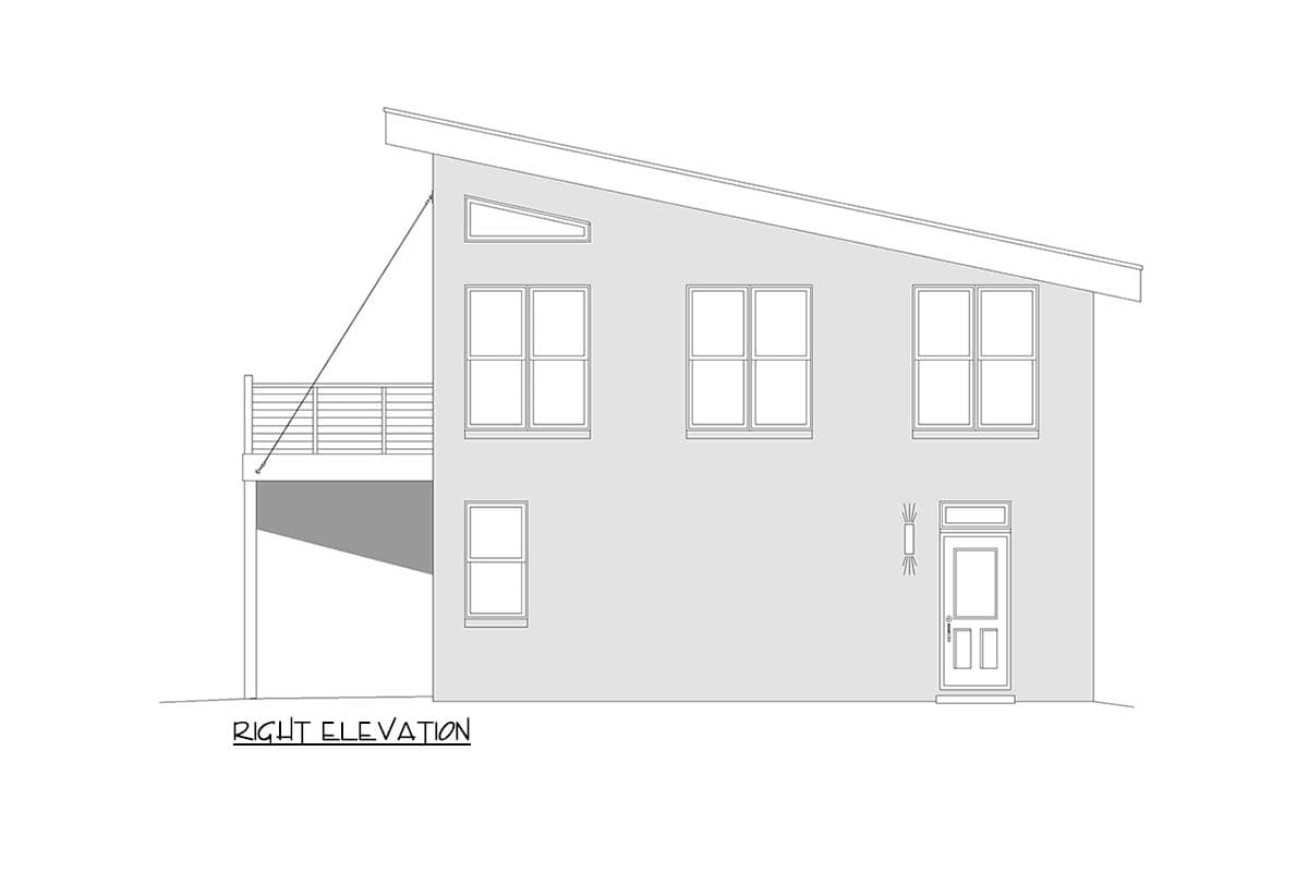 Plan 680665VR: Contemporary Southwest 1-Bedroom House Plan with 2-Car Garage and Deck - Image #5 - Contemporary, Southwest