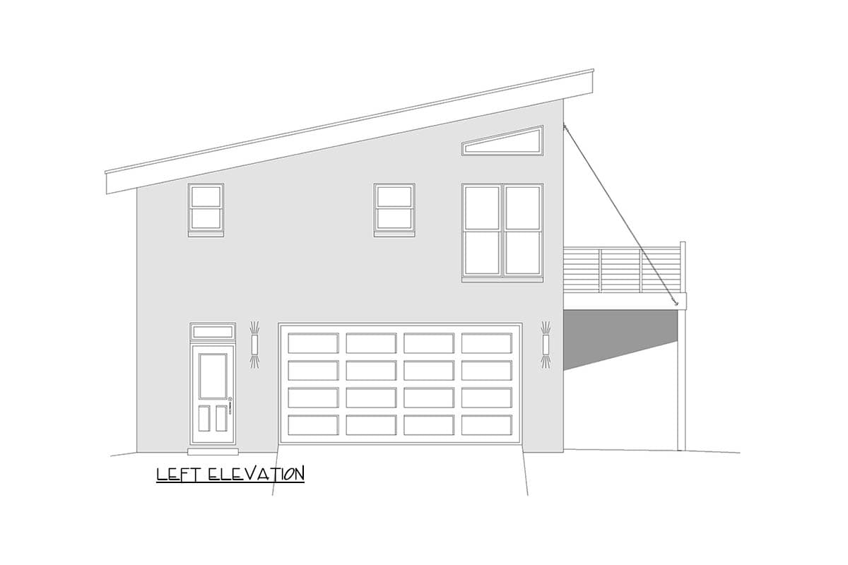 Plan 680665VR: Contemporary Southwest 1-Bedroom House Plan with 2-Car Garage and Deck - Image #3 - Contemporary, Southwest