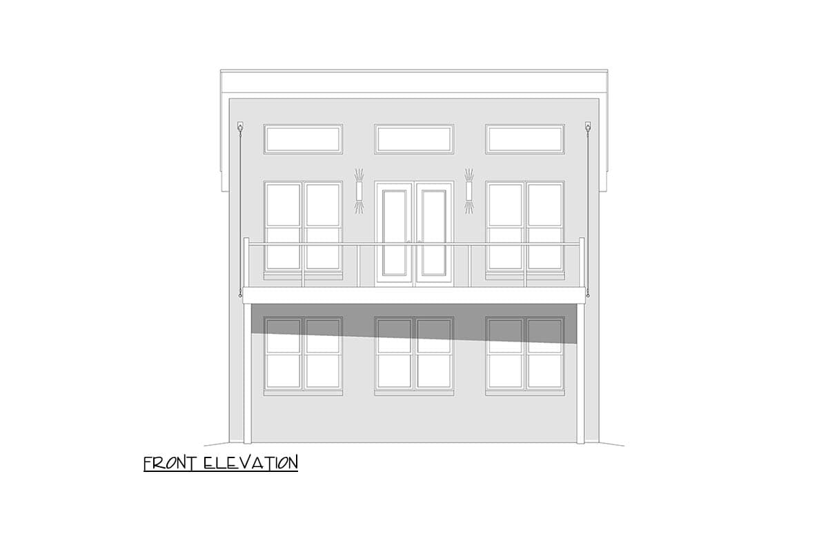 Plan 680665VR: Contemporary Southwest 1-Bedroom House Plan with 2-Car Garage and Deck - Image #2 - Contemporary, Southwest