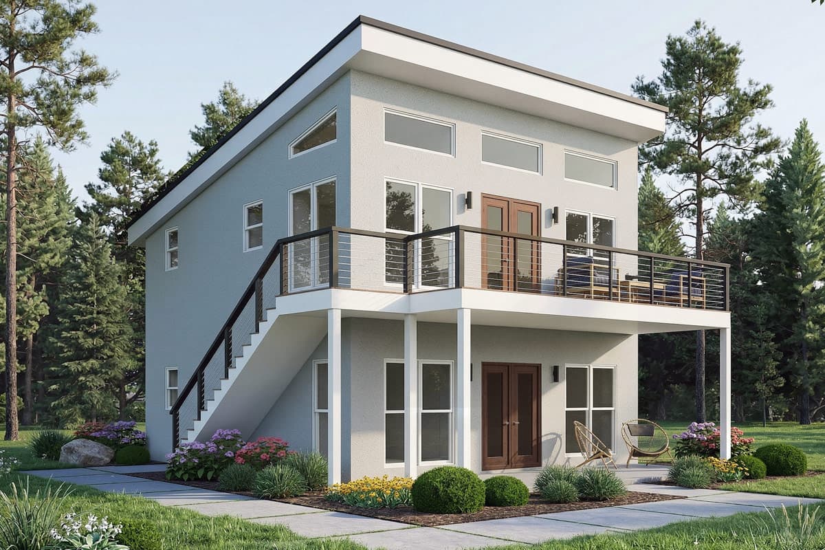 Plan image - 680669VR:Contemporary 2-Story Multi-Family House Plan with Deck and 1400 Sq Ft