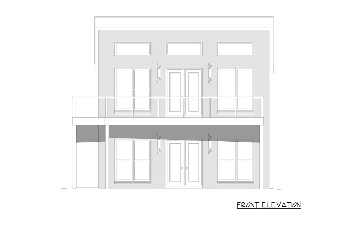 Plan 680669VR: Contemporary 2-Story Multi-Family House Plan with Deck and 1400 Sq Ft - Image #2 - Contemporary, Modern