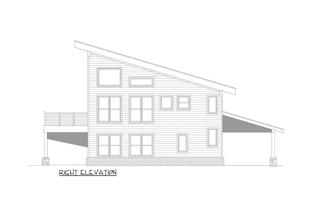 Plan 680674VR: 1922 Sq Ft Contemporary Mountain House Plan with Den and Deck - Image #6 - Contemporary, Mountain