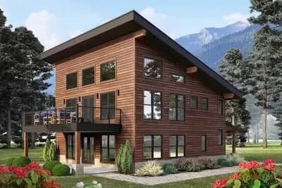 1922 Sq Ft Contemporary Mountain House Plan with Den and Deck