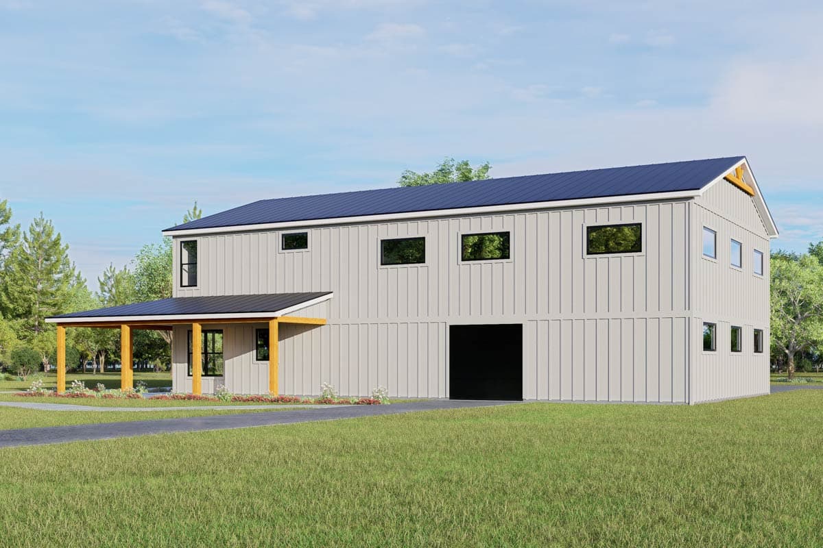 Plan 680675VR: Modern Farmhouse Barndominium House Plan with RV Garage and Wraparound Porch - Image #7 - Barndominium, Farmhouse