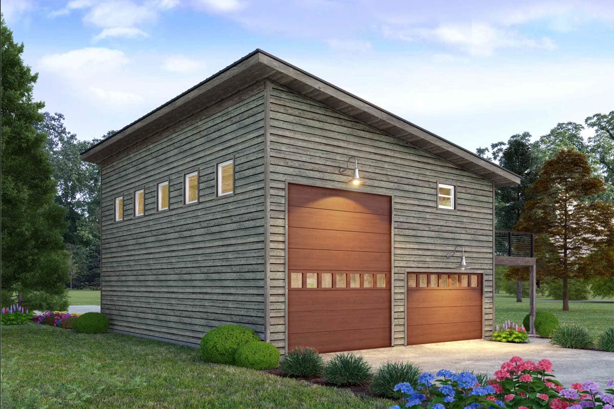 Plan 680668VR: Contemporary Mountain House Plan with RV Garage and Elevated Deck - Image #2 - Contemporary, Mountain