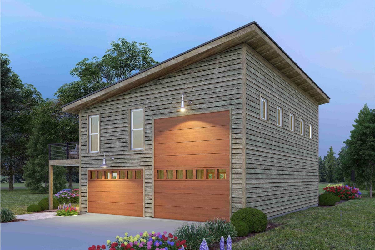 Plan 680668VR: Contemporary Mountain House Plan with RV Garage and Elevated Deck - Image #4 - Contemporary, Mountain