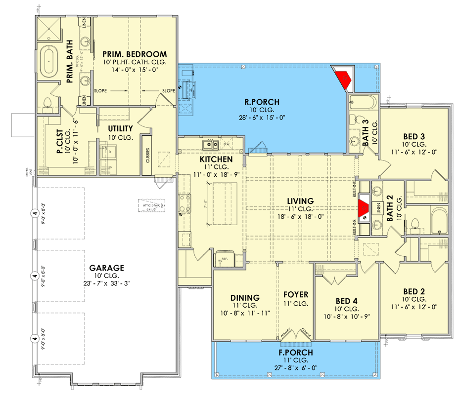 Plan 185037PHD: Modern Farmhouse House Plan with Split Bedrooms and Outdoor Kitchen - Floor Plan - Image #2 - Farmhouse, Modern Farmhouse, Southern