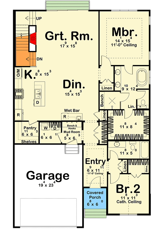 Plan 623640DJ: Modern Farmhouse House Plan with 4 Beds, Main Level Master, and 2-Car Garage - Floor Plan - Image #18 - Modern Farmhouse