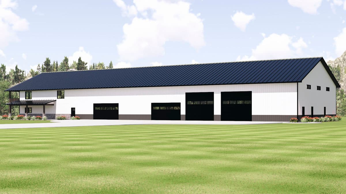 Plan 135422GRA: Barndominium House Plan with Workshop and 6-Car Garage - Image #2 - Barndominium, Country, Farmhouse