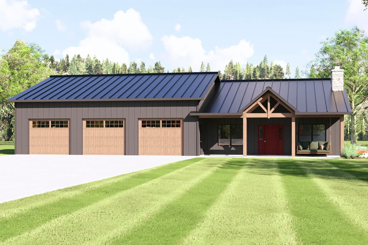 Plan image - 135423GRA:Craftsman Barndominium House Plan with 2 Bedrooms and Expansive Garage