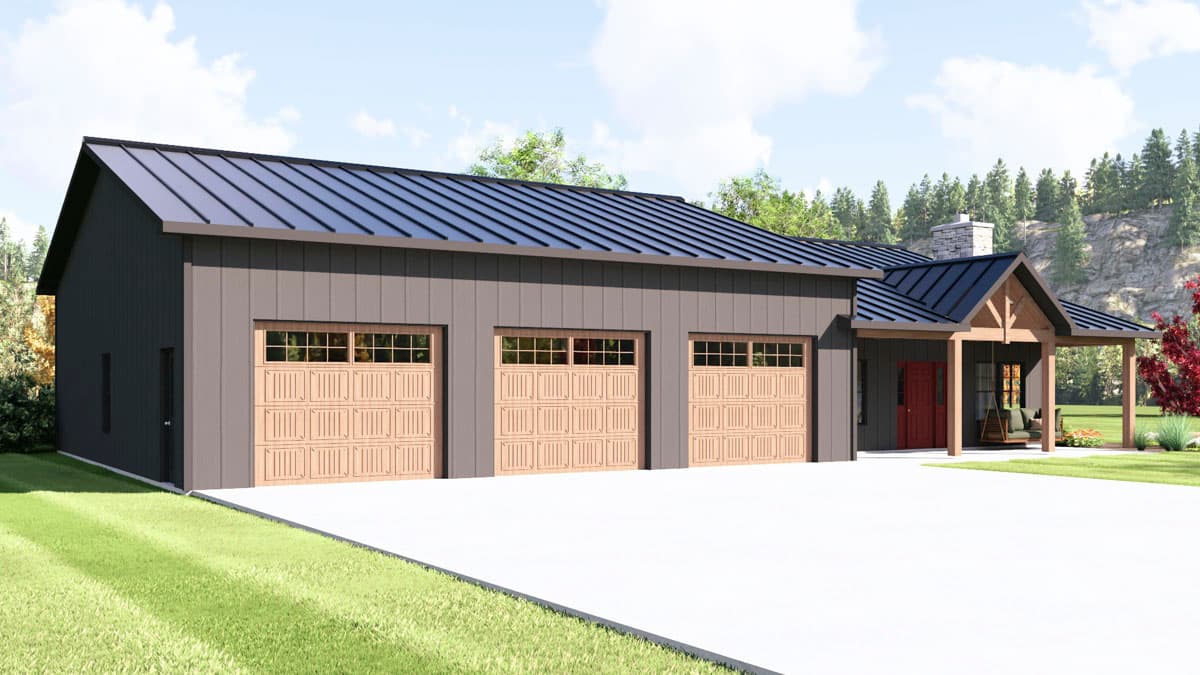 Plan 135423GRA: Craftsman Barndominium House Plan with 2 Bedrooms and Expansive Garage - Image #5 - Barndominium, Country, Craftsman