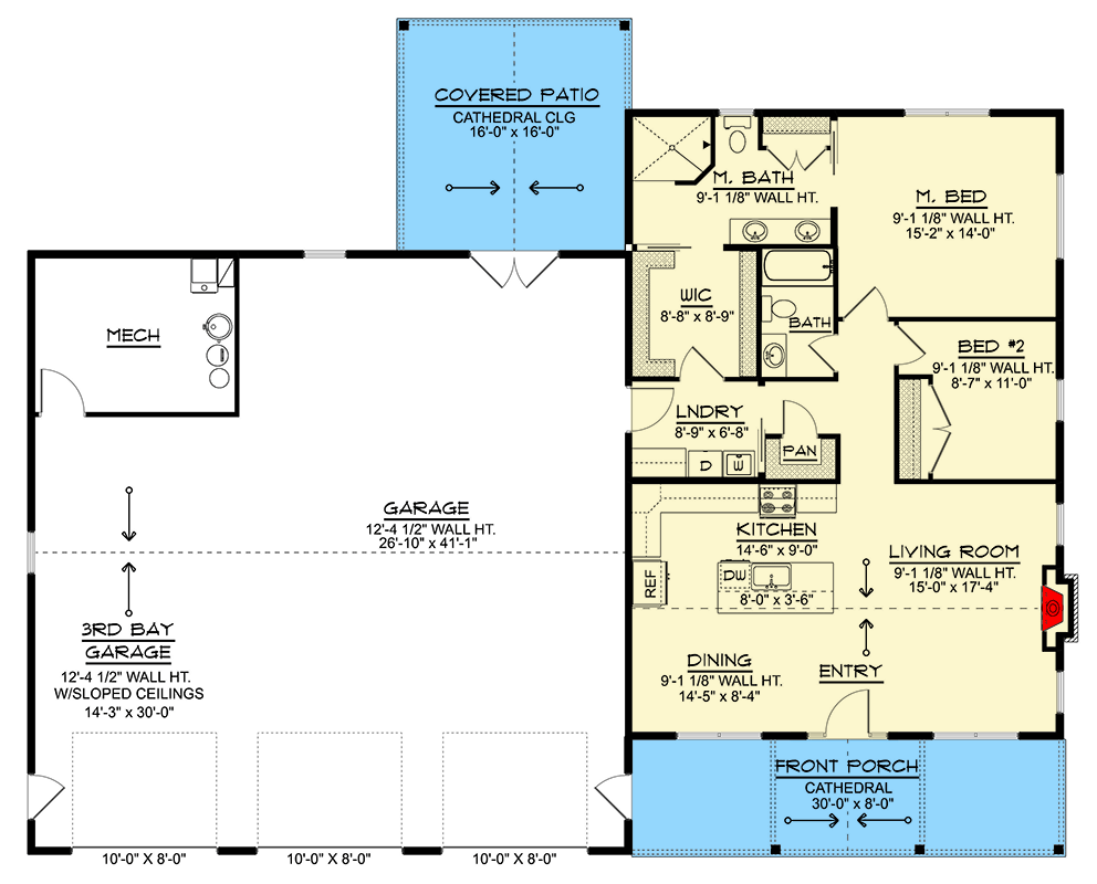 Plan 135423GRA: Craftsman Barndominium House Plan with 2 Bedrooms and Expansive Garage - Floor Plan - Image #13 - Barndominium, Country, Craftsman