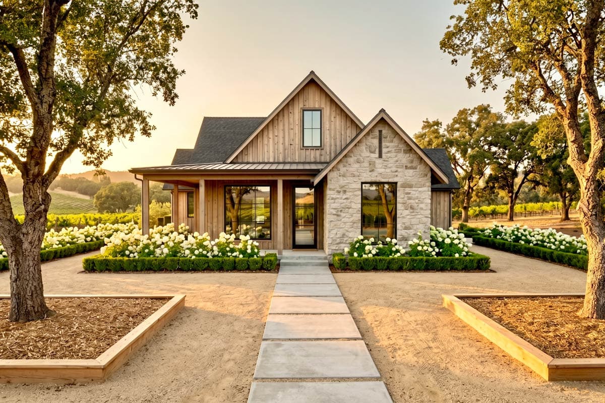 Plan image - 820017WSF:Transitional 3-Bedroom Modern Farmhouse with Wrap Around Porch and Outdoor Fireplace