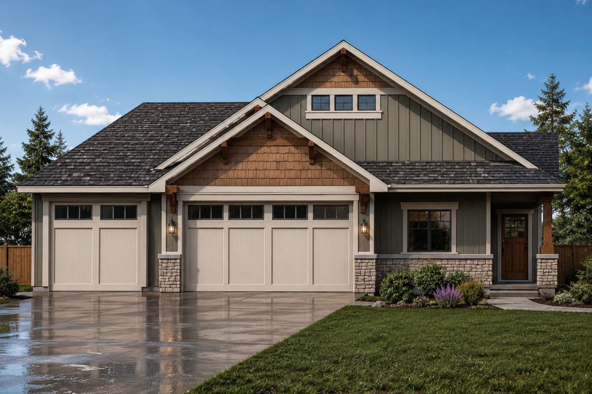 Plan image - 267116SPK:Northwest Craftsman House Plan with 3 Beds, Den, and Bonus Room