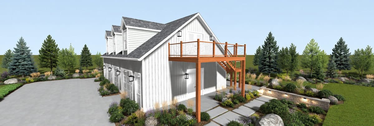 Plan 61750UT: Expansive 3-Car Garage House Plan with Bonus Room and Decks - Image #2 - Traditional