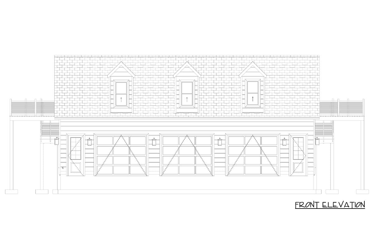 Plan 61750UT: Expansive 3-Car Garage House Plan with Bonus Room and Decks - Image #9 - Traditional