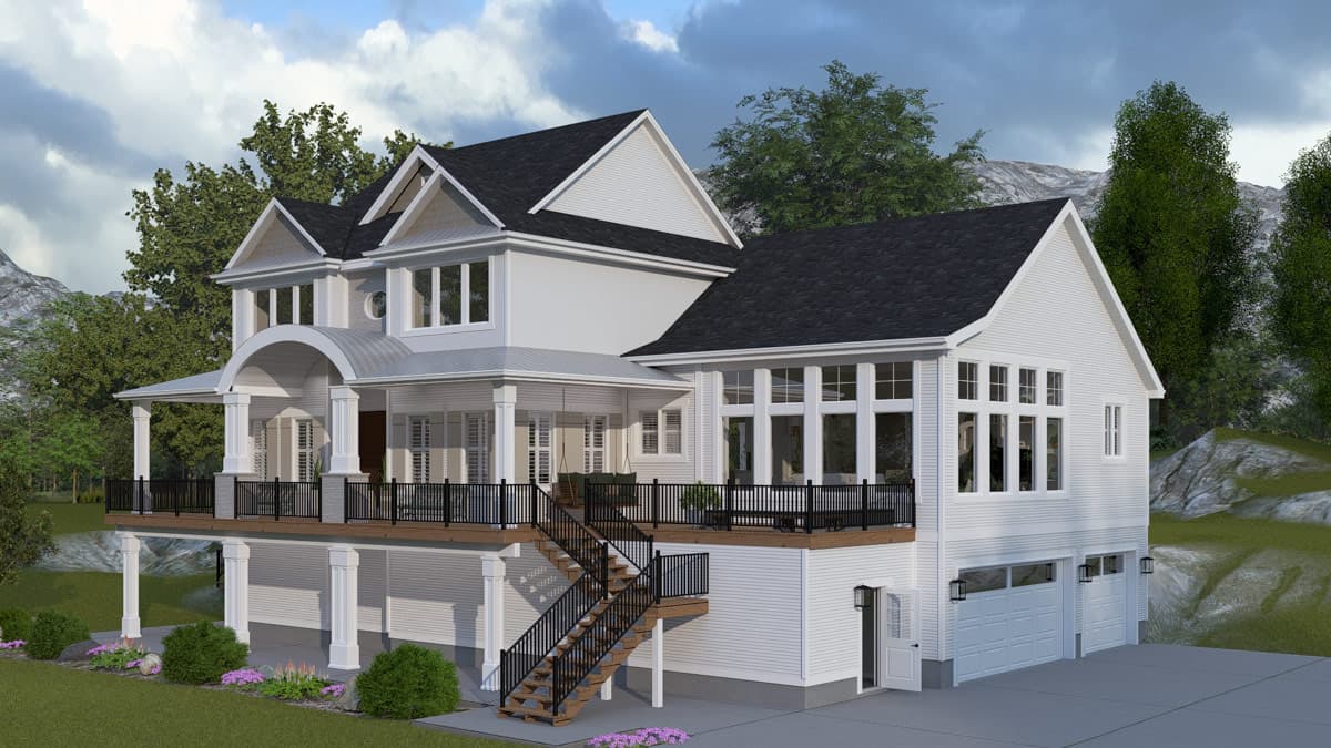 Plan 61751UT: Traditional House Plan with 3-4 Bedrooms, Home Theater, and Walkout Basement - Image #2 - New American, Traditional