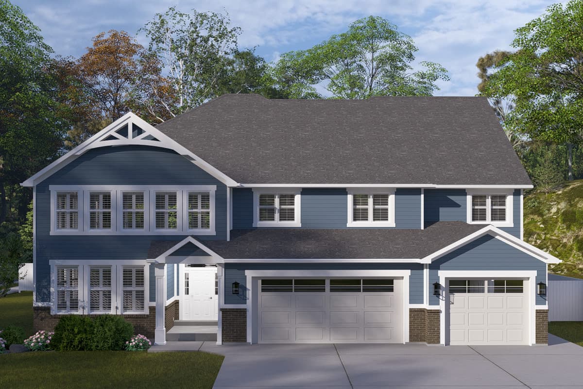 Plan image - 61752UT:4166 Sq Ft Traditional Farmhouse House Plan with 5 Bedroom and 3-Car Garage