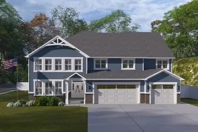 4166 Sq Ft Traditional Farmhouse House Plan with 5 Bedroom and 3-Car Garage