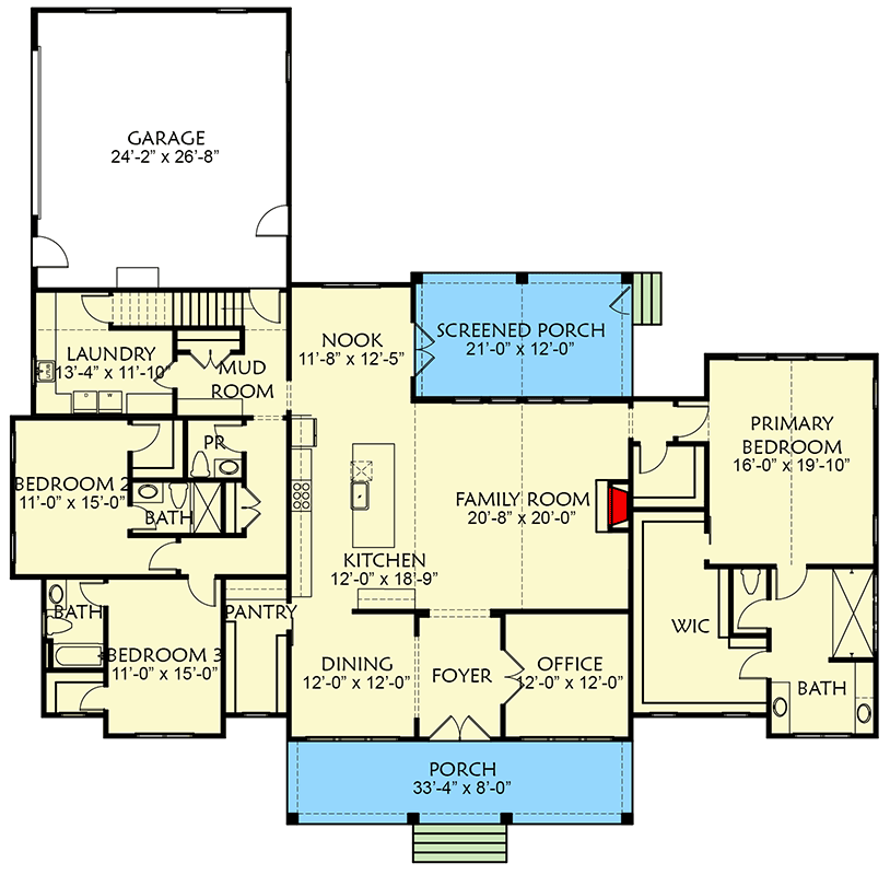 Plan 500098VV: Modern Farmhouse House Plan with 3 Beds and Bonus Room - Floor Plan - Image #13 - Country, Craftsman, Farmhouse, Modern Farmhouse