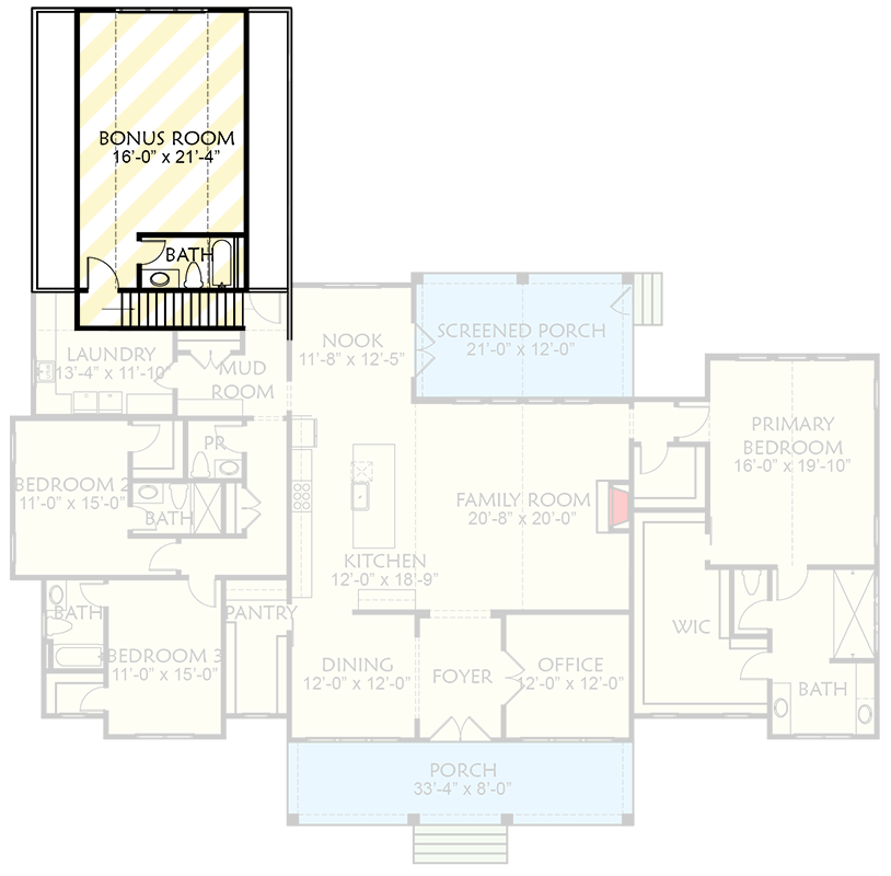 Plan 500098VV: Modern Farmhouse House Plan with 3 Beds and Bonus Room - Floor Plan - Image #14 - Country, Craftsman, Farmhouse, Modern Farmhouse