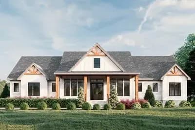 Modern Farmhouse House Plan with 3 Beds and Bonus Room