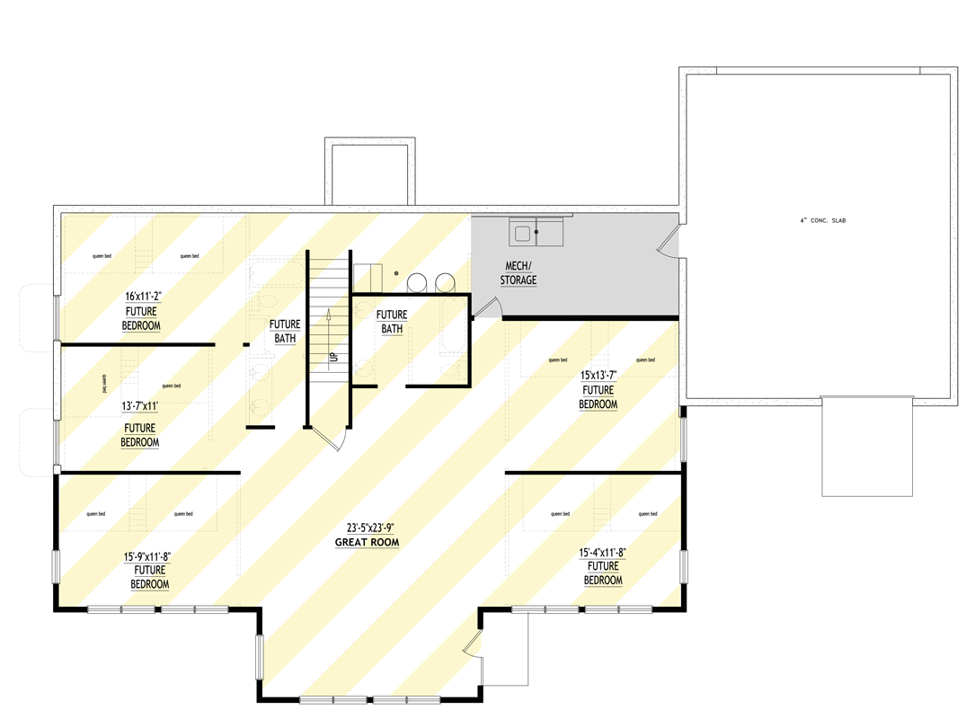 Plan 849092PGE: Craftsman House Plan with 1 Bedrooms and 2-Car Garage - Floor Plan - Optionally Finished Basement - Craftsman, Farmhouse, Traditional, Vacation