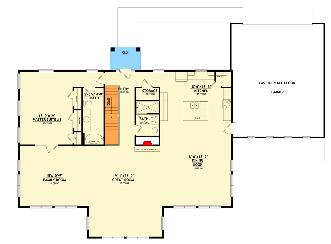 Plan 849092PGE: Craftsman House Plan with 1 Bedrooms and 2-Car Garage - Floor Plan - Main Level - Craftsman, Farmhouse, Traditional, Vacation