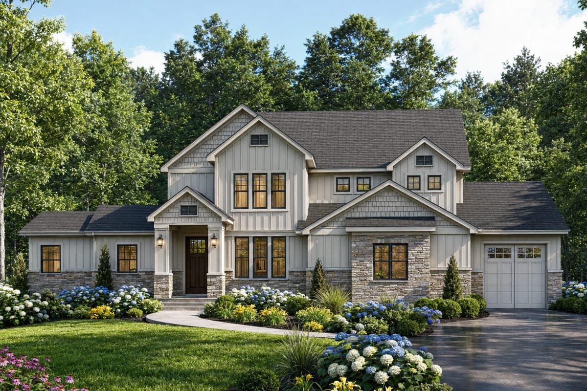 Plan image - 849093PGE:New American House Plan with First-Floor Master Suite and 3-Car Garage