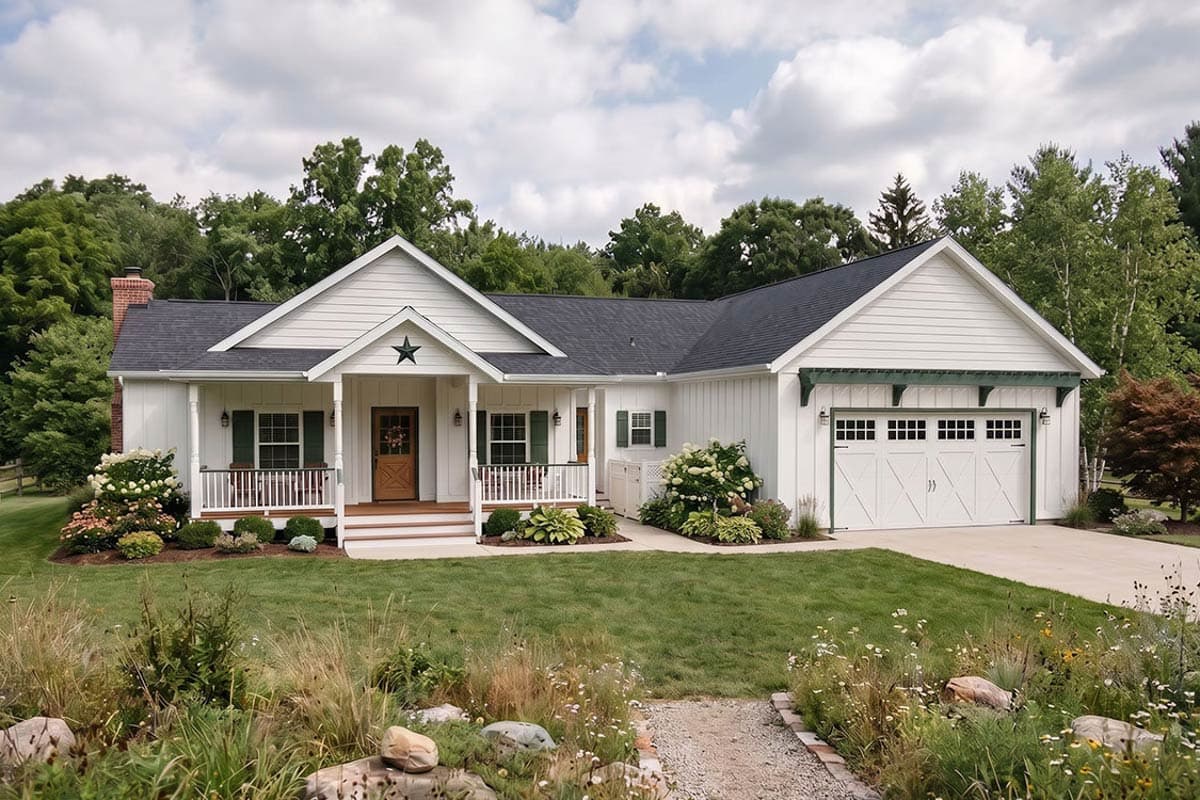 Plan image - 180027VNW:Modern Farmhouse House Plan with Split Bedrooms and Courtyard