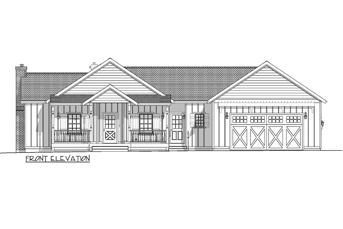 Plan 180027VNW: Modern Farmhouse House Plan with Split Bedrooms and Courtyard - Image #6 - Country, Farmhouse, Modern Farmhouse