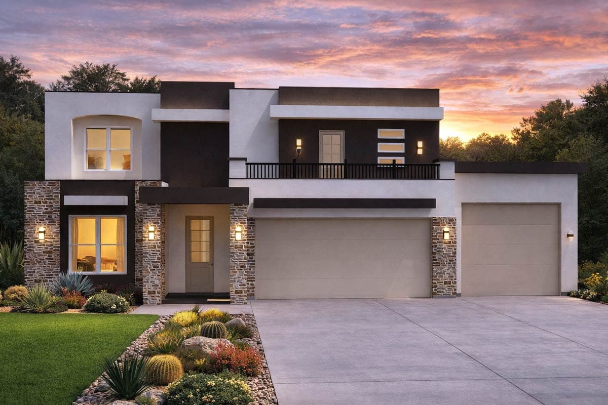 Plan image - 506060BRY:Contemporary House Plan with 4 Bedrooms, 3-Car Garage, and Rooftop Deck