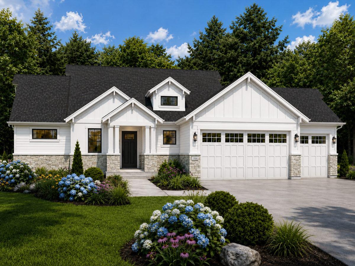 Plan image - 849095PGE:Modern Craftsman House Plan with Two Master Suites and 3-Car Garage