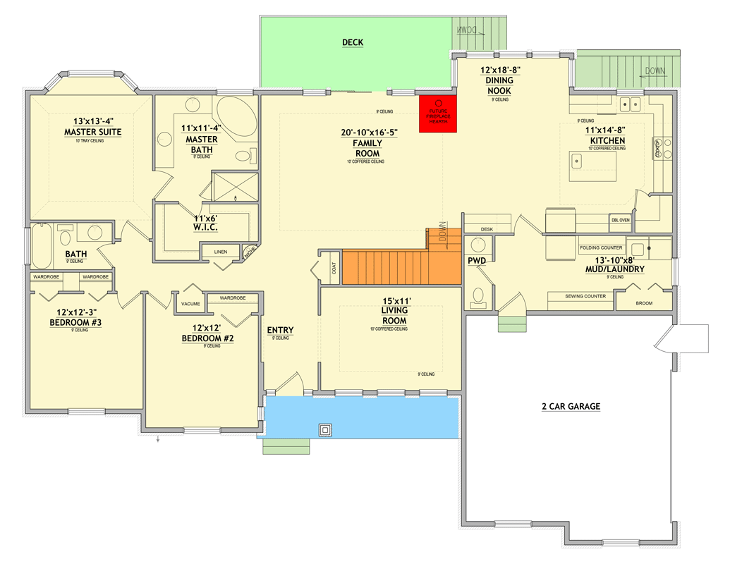 Plan 849096PGE: Farmhouse House Plan with 2212 Sq Ft and Versatile Bedrooms - Floor Plan - Main Level - Country, Farmhouse, Traditional