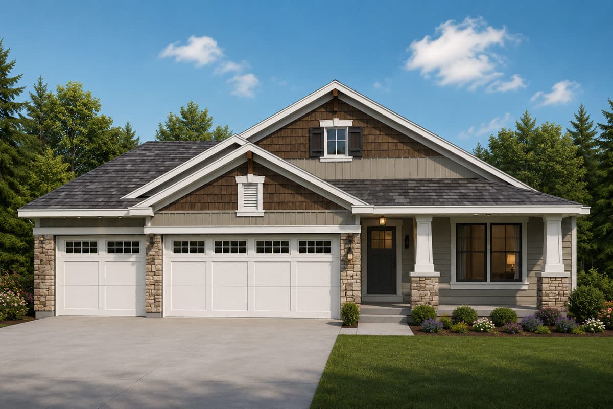 Plan image - 267117SPK:Craftsman Ranch House Plan with 3 Beds and 3-Car Garage