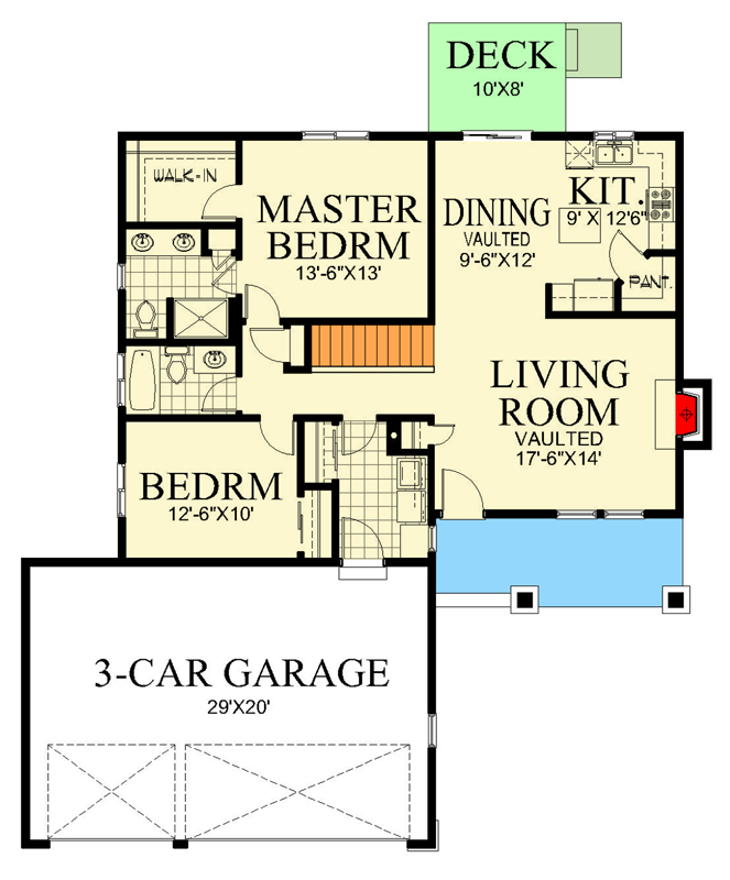 Plan 267117SPK: Craftsman Ranch House Plan with 3 Beds and 3-Car Garage - Floor Plan - Main Level - Craftsman, Northwest, Ranch, Traditional