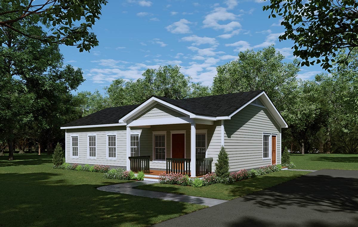Plan 680678VR: Traditional Ranch House Plan: 3 Beds, 1288 Sq Ft, Main Level Living - Image #2 - Ranch, Traditional