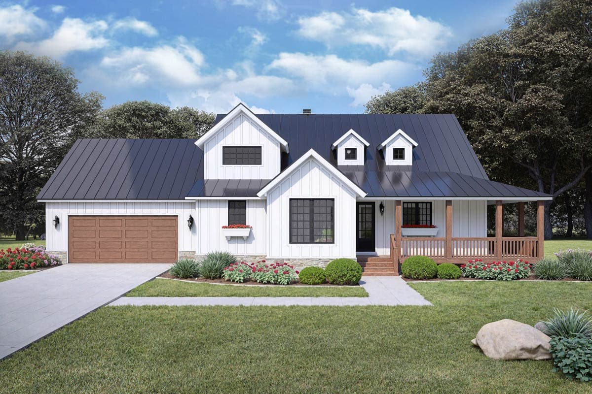 Plan image - 680679VR:Spacious Farmhouse House Plan with 4 Bedrooms and Wraparound Porch